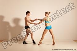 Underwear Woman - Man White Slim Short Brown Dancing Dynamic poses Academic